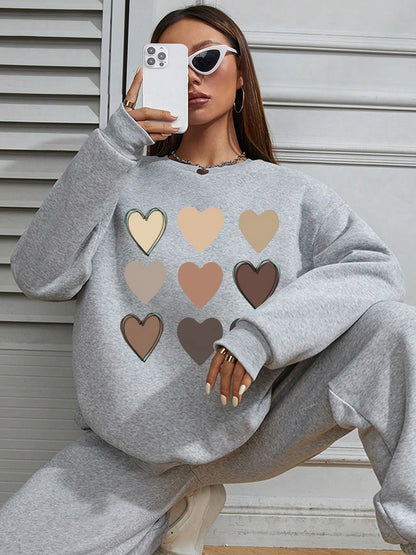 Women Nine Hearts Printed Casual Sweatshirt