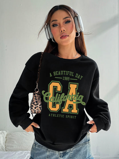 Women CA California Printed Long Sleeve Casual Pullover