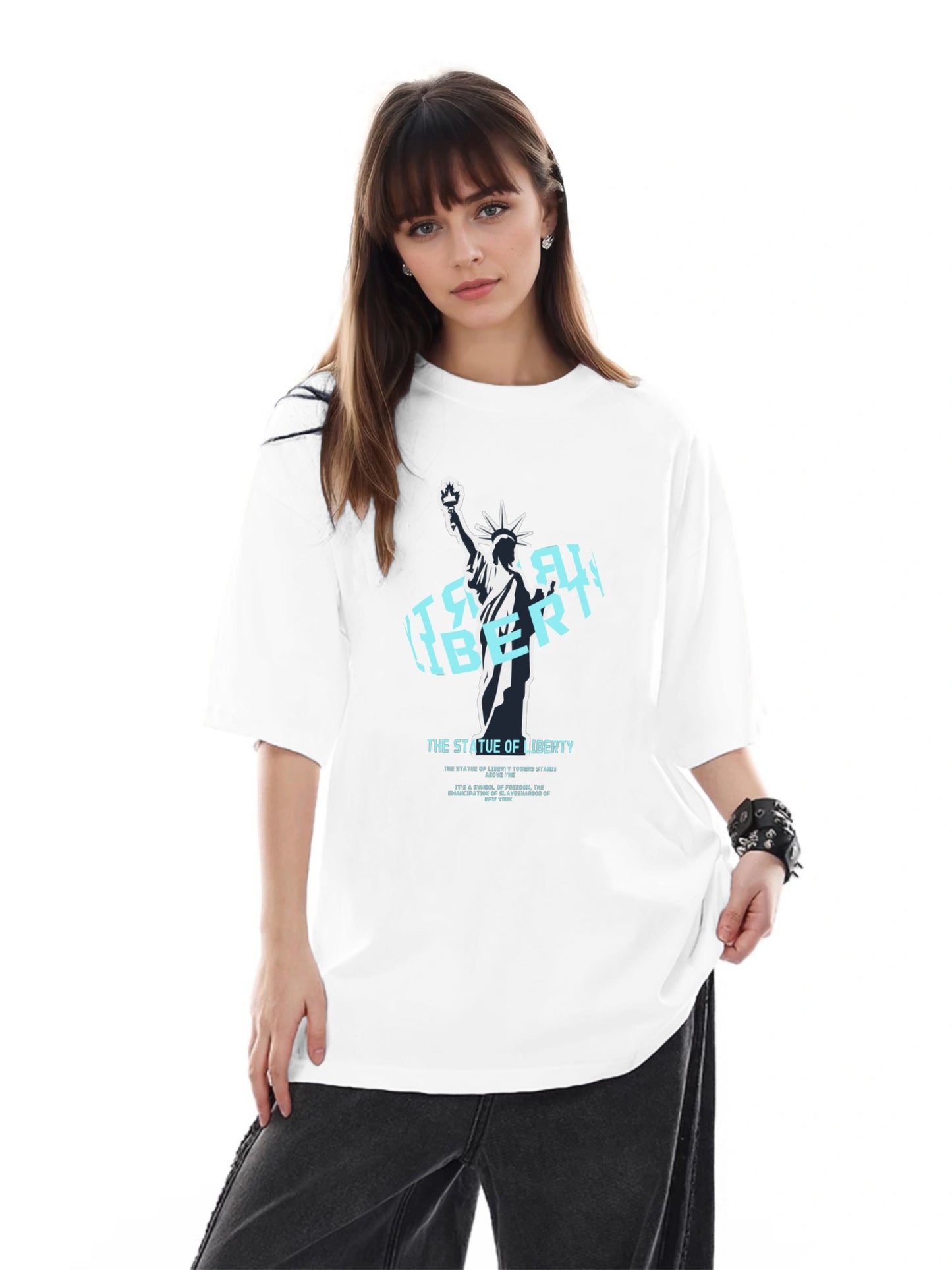 Women Statue of Liberty Print Casual T-Shirt