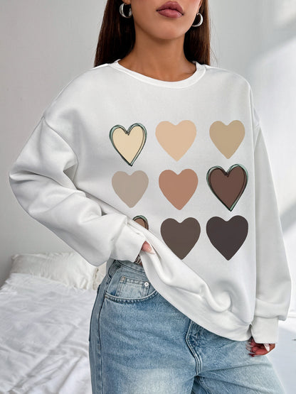 Women Nine Hearts Printed Casual Sweatshirt