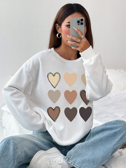 Women Nine Hearts Printed Casual Sweatshirt