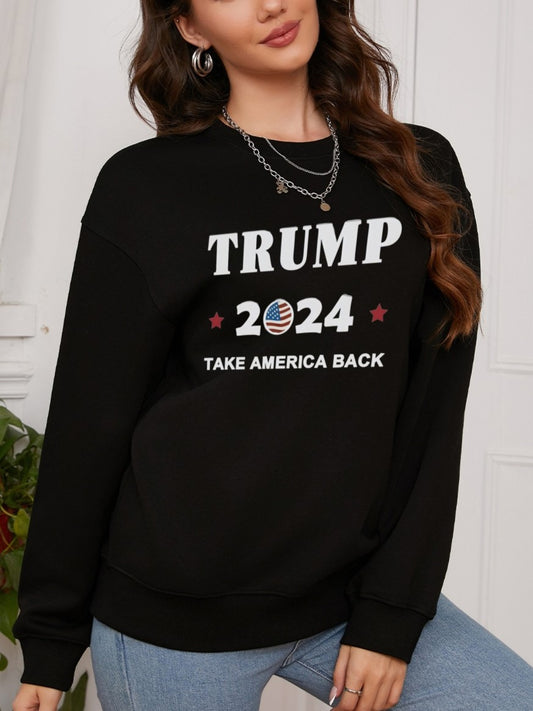 Women Trump 2024 Take American Back Print Casaul Sweatshirt