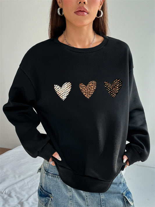 Women Gradient Heart Printed Casual Sweatshirt