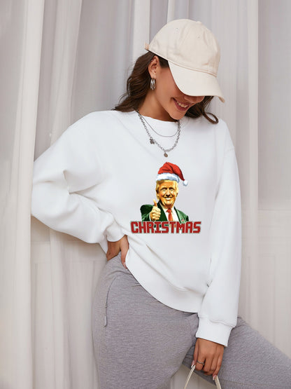 Women Festival Character Print Casual Sweatshirt