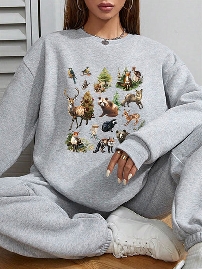 Women Animal Printed Casual Versatile Sweatshirt