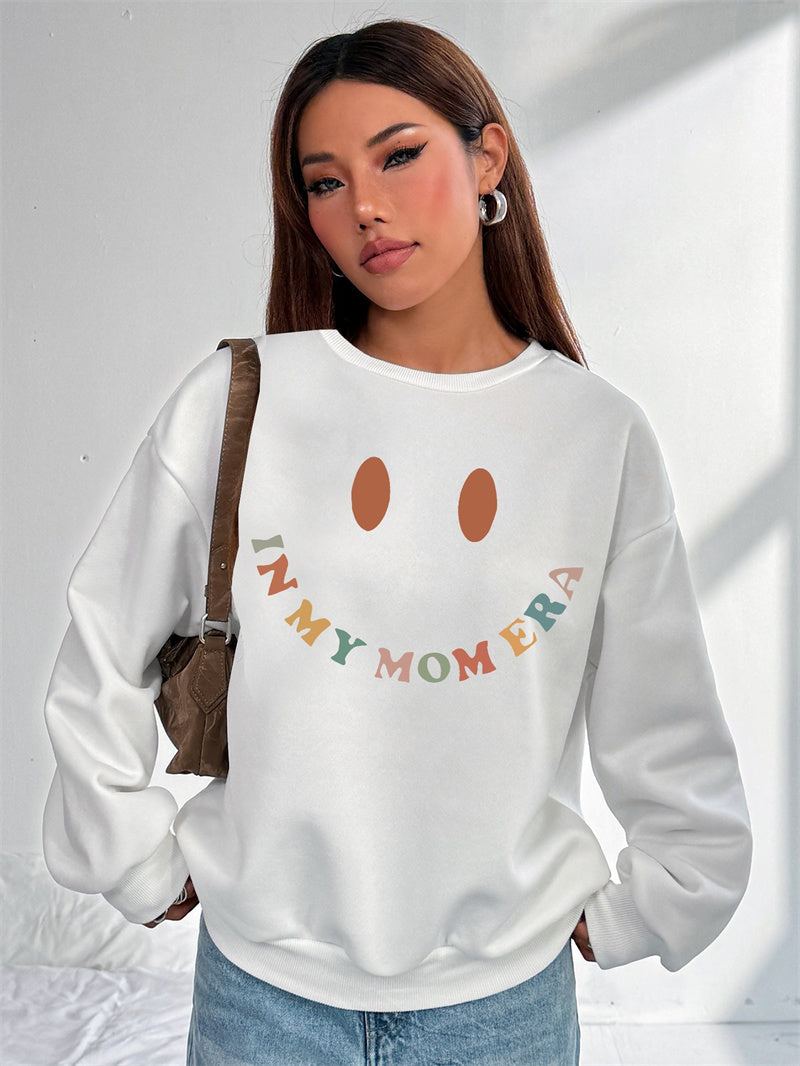 Women Fall Printed Pullover Smile Printed Sweatshirts