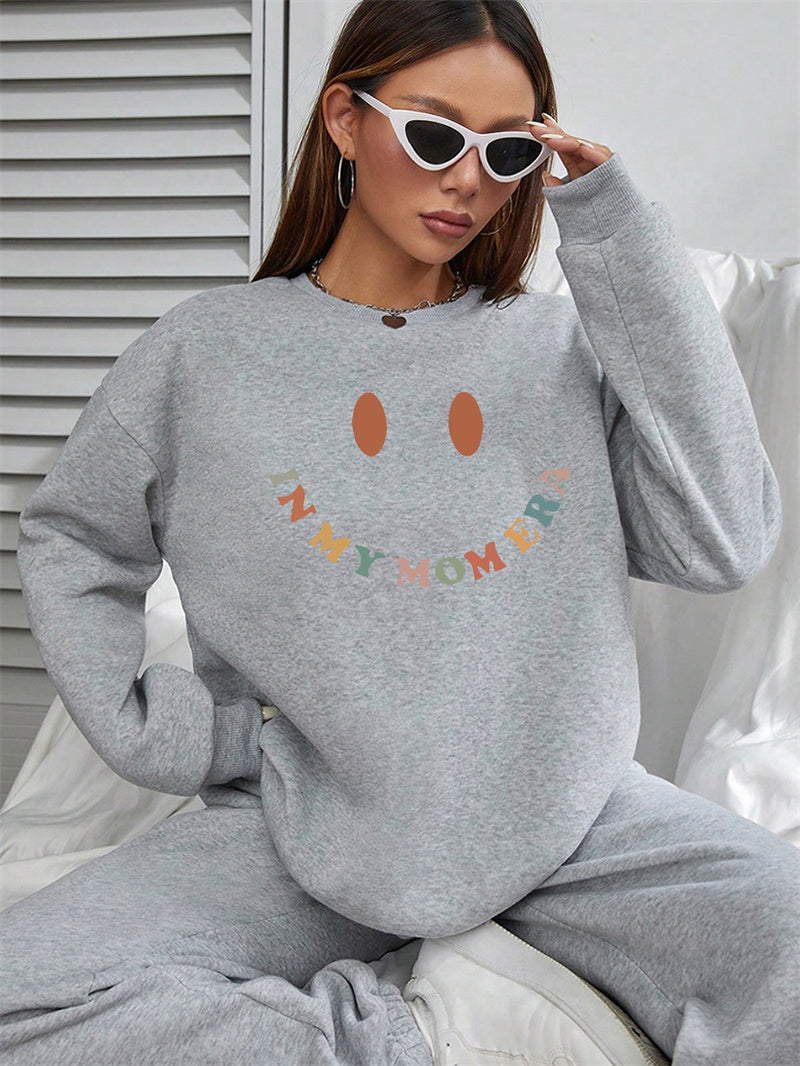 Women Fall Printed Pullover Smile Printed Sweatshirts