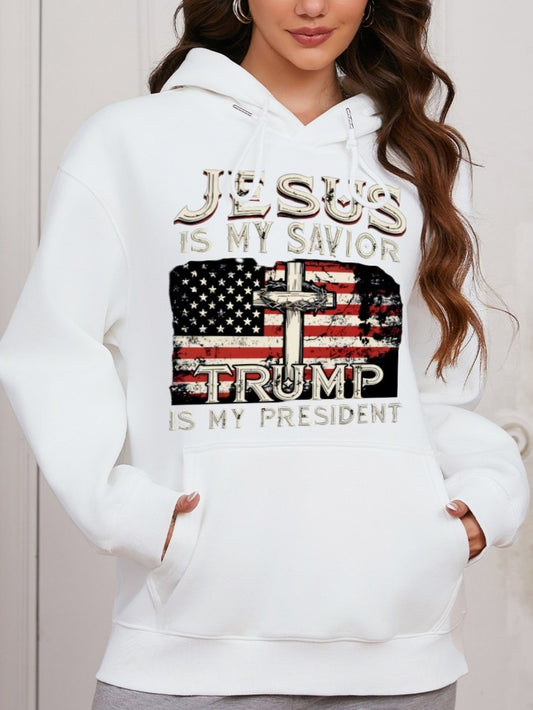 Women Trump Is My President Print Casual Hoodie