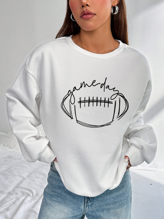 Women American Street Style Football Printed Casual Sweatshirt