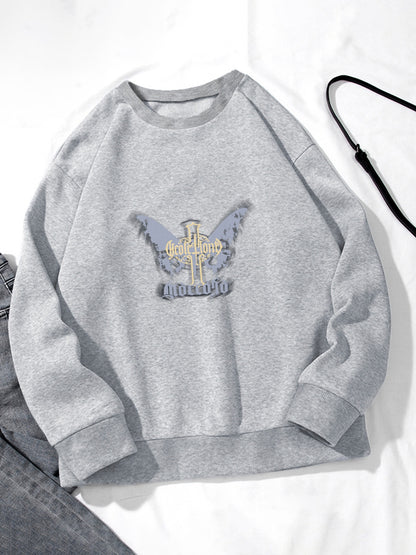 Women Butterfly Printed Oversized Sweatshirts Casual Pullovers