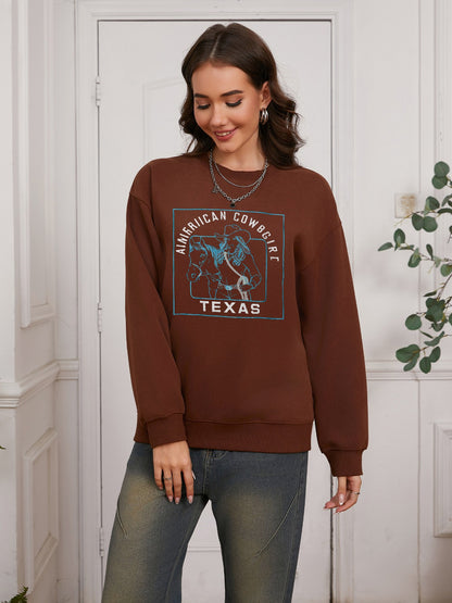 Women American Cowgirl Print Casual Sweatshirt