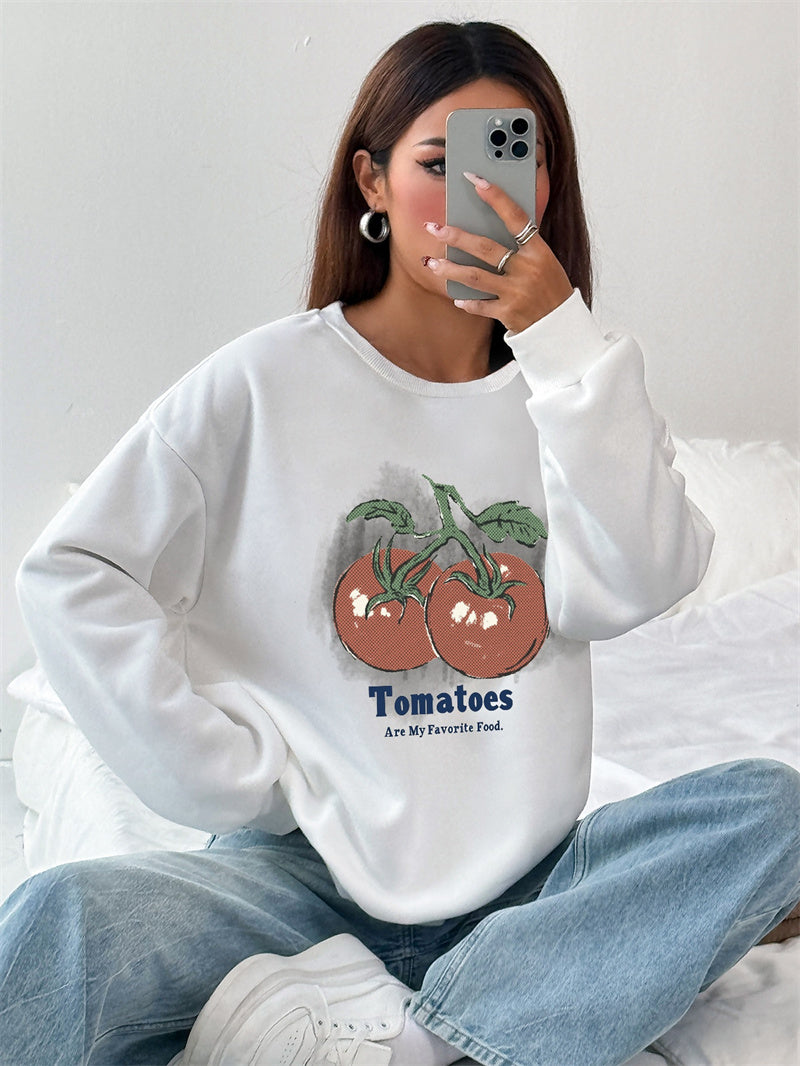 Women Tomato Print Casual Sweatshirt