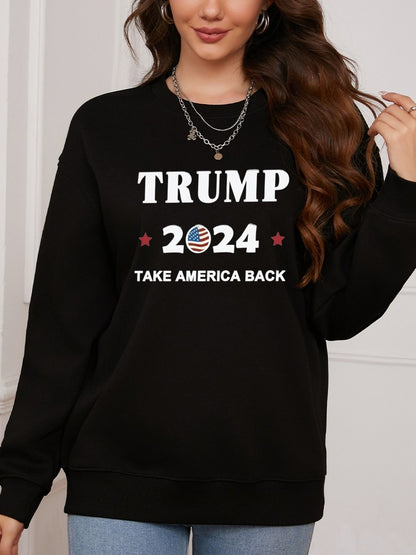 Women Trump 2024 Take American Back Print Casaul Sweatshirt