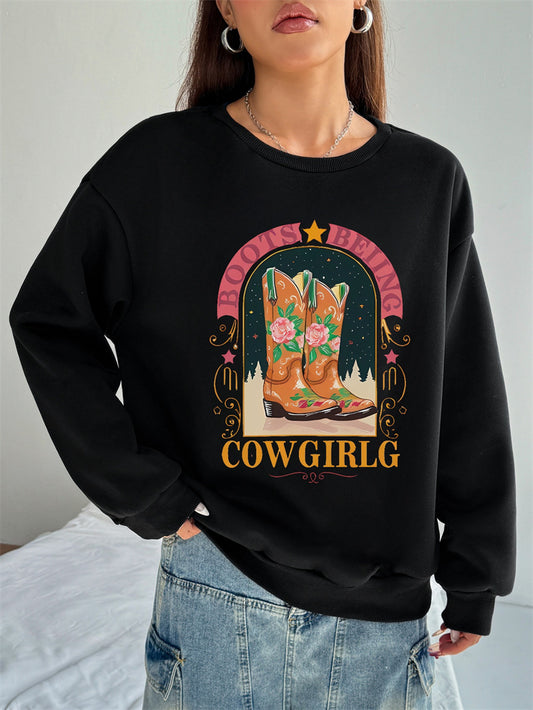 Women COWGIRL Printed Casual Sweatshirt