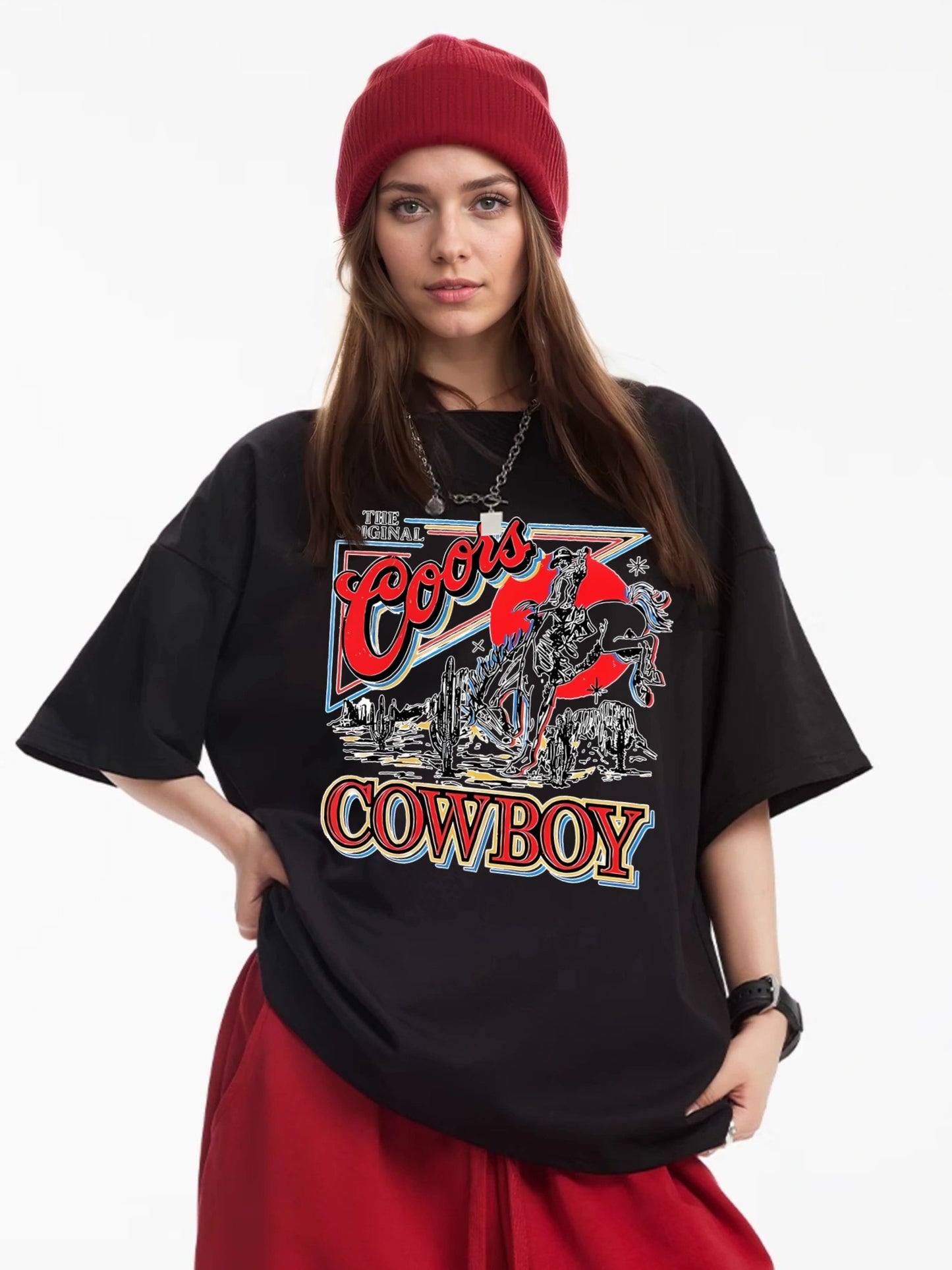 Women COWBOY Printed Casual Short Sleeve T-Shirt