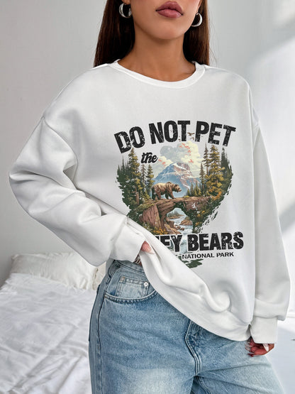 Women Brown Bear Forest Print Casual Sweatshirt