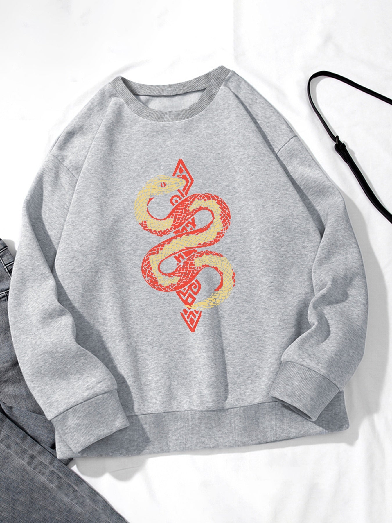 Women Totem Snake Printed Casual Sweatshirt