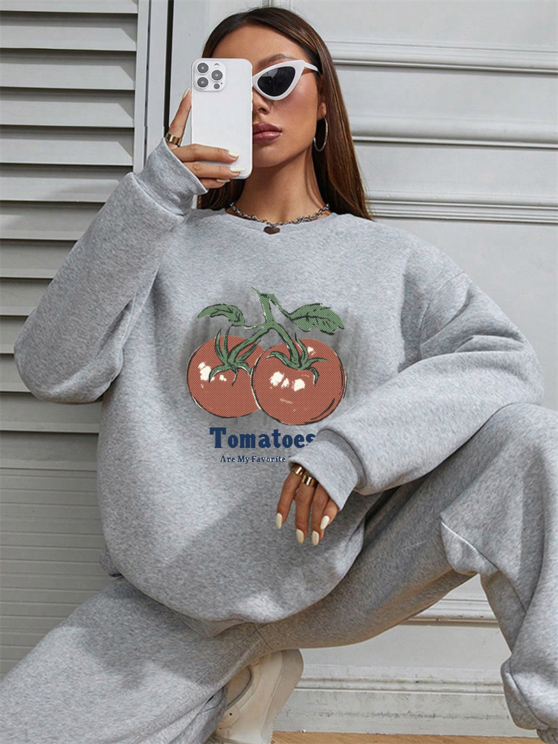 Women Tomato Print Casual Sweatshirt