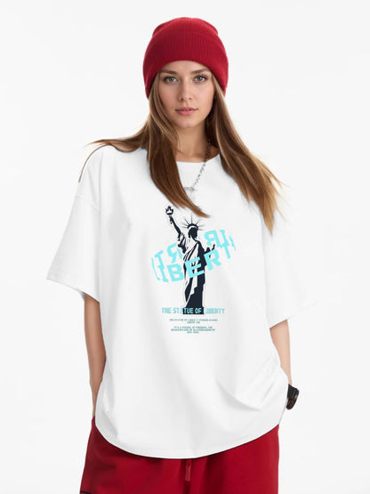 Women Statue of Liberty Print Casual T-Shirt