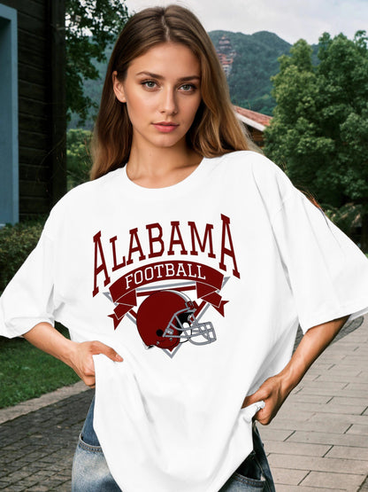 Women ALABAMA Football Helmet Printed Casual Short Sleeve T-Shirt