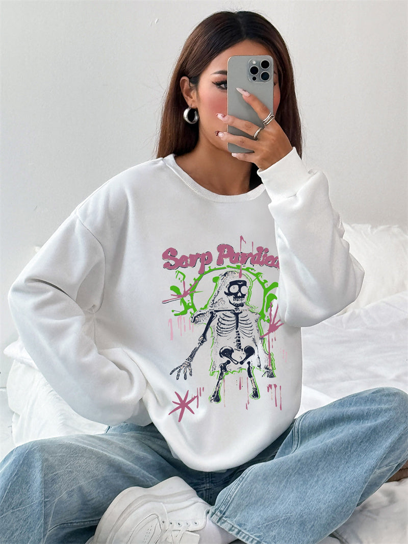 Women Skull Print Casual Sweatshirt