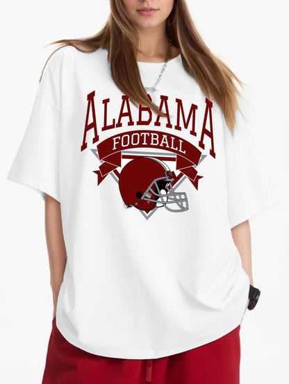 Women ALABAMA Football Helmet Printed Casual Short Sleeve T-Shirt