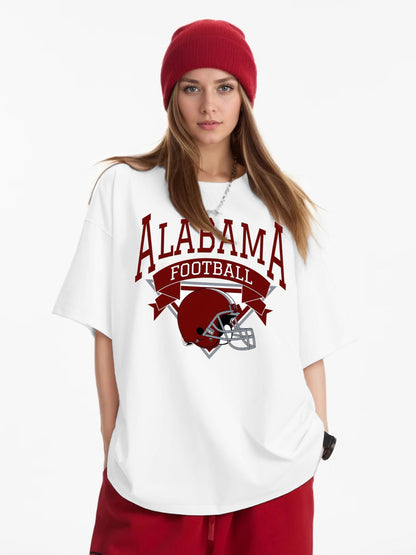 Women ALABAMA Football Helmet Printed Casual Short Sleeve T-Shirt