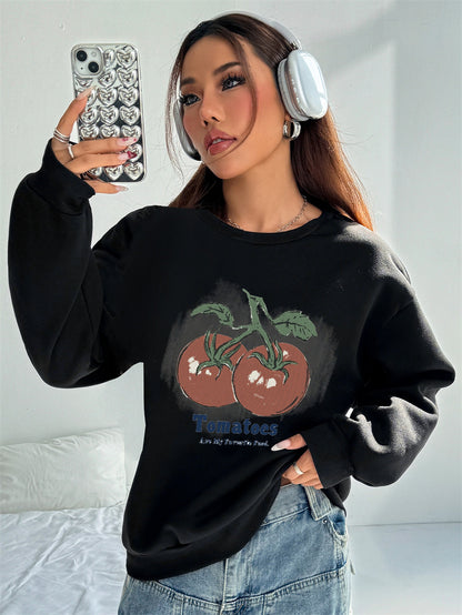 Women Tomato Print Casual Sweatshirt