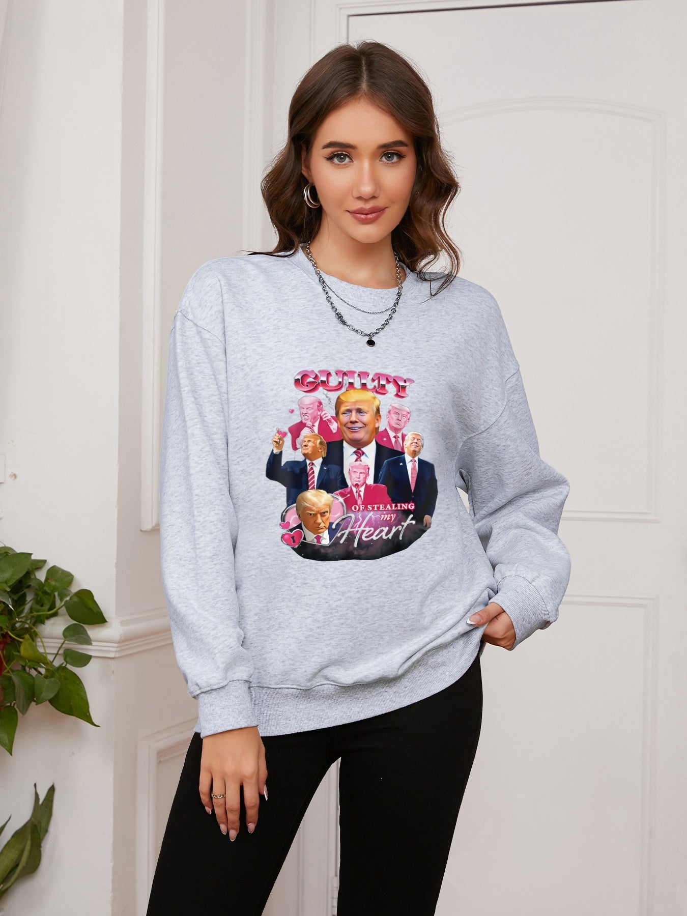 Women GUILTY TRUMP Character Printed Casual Sweatshirt