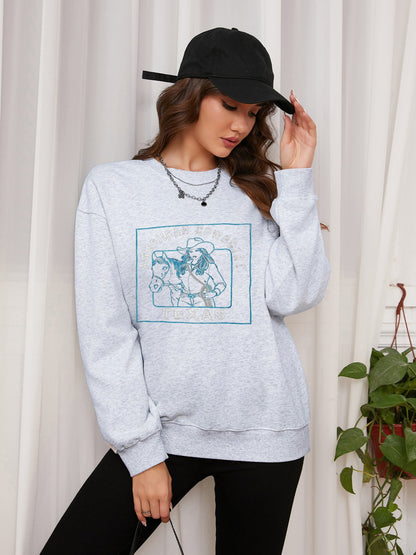 Women American Cowgirl Print Casual Sweatshirt