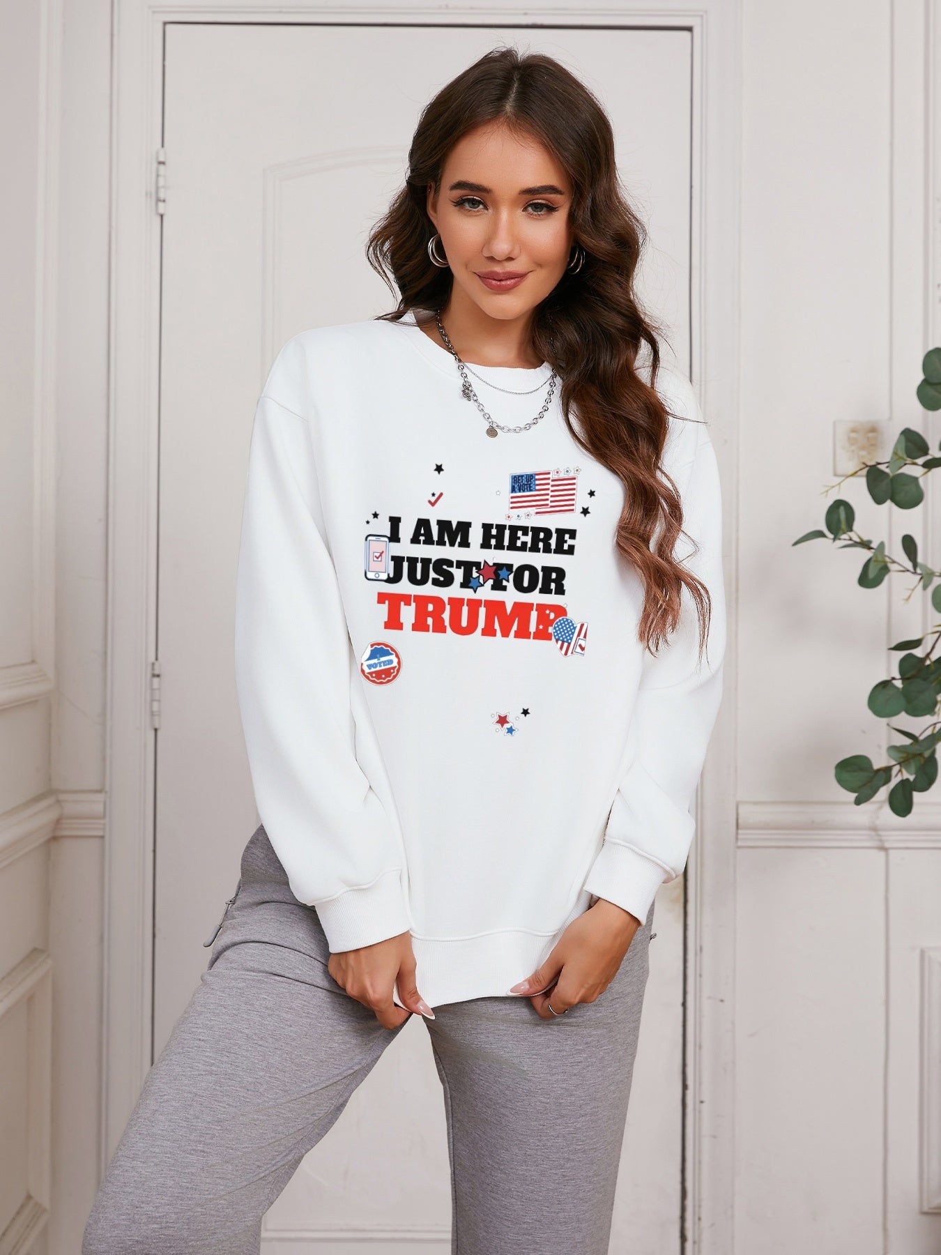 Women I'M HERE JUST FOR TURMP Long Sleeve Casual Sweatshirt