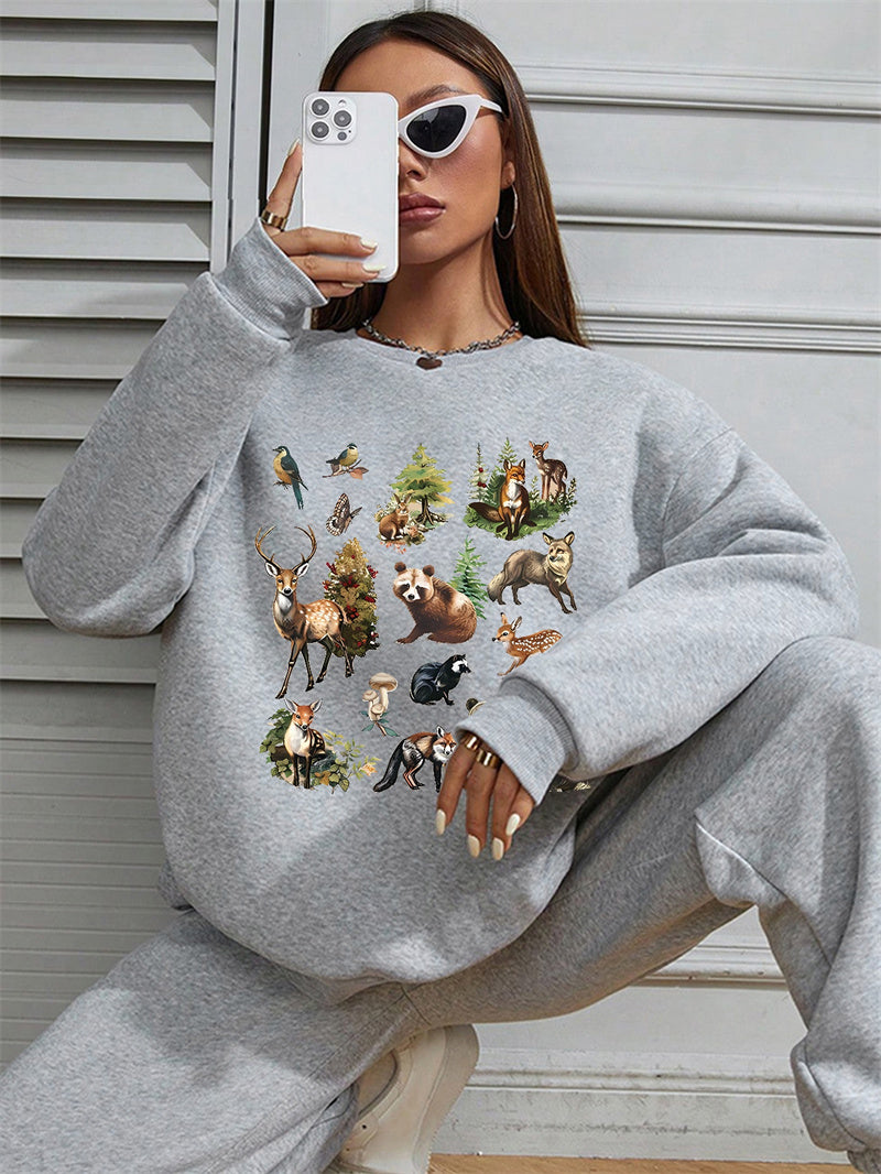 Women Animal Printed Casual Versatile Sweatshirt