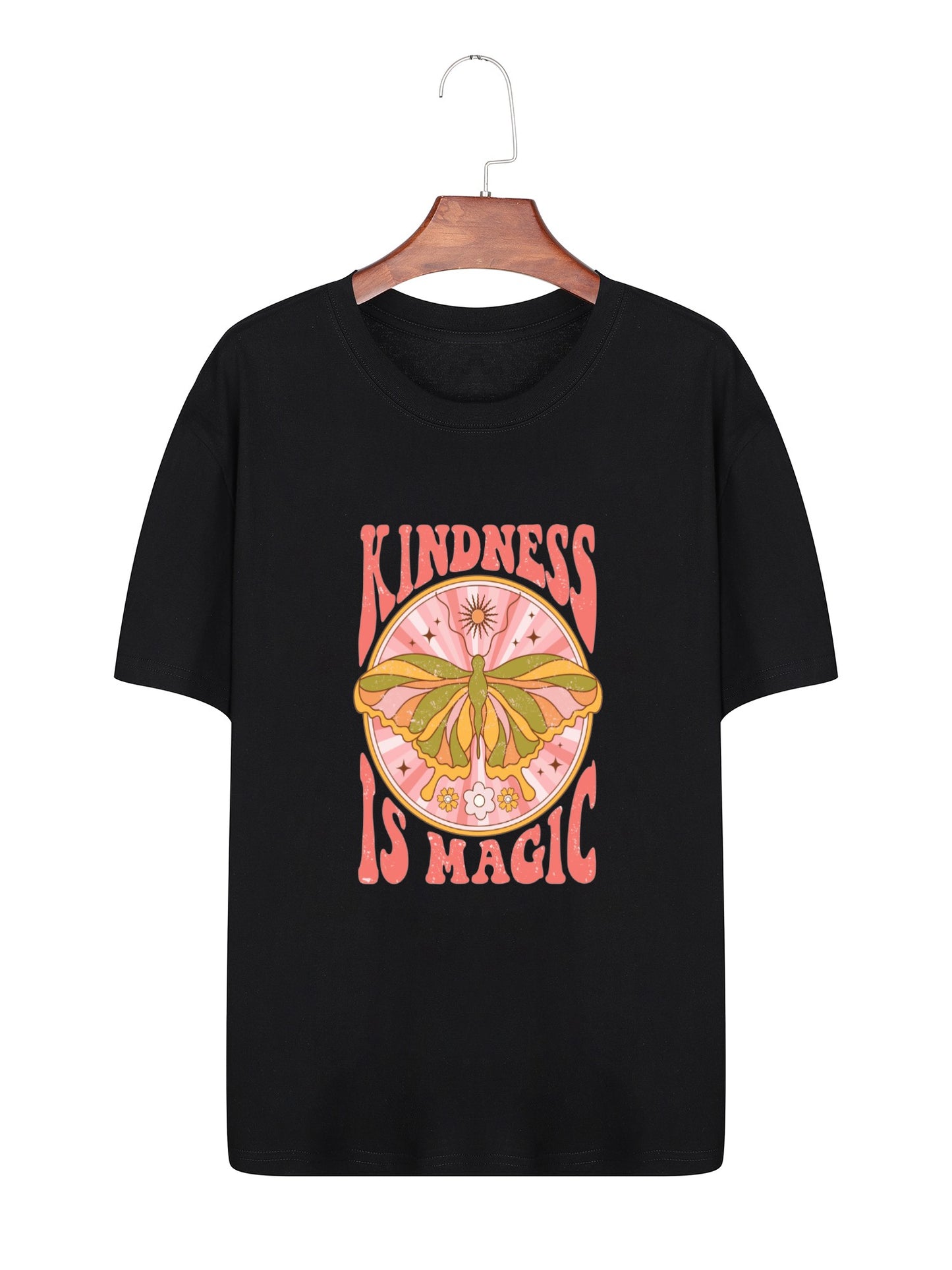 Women KINDNESS IS MAGIC Butterfly Print Casual T-Shirt