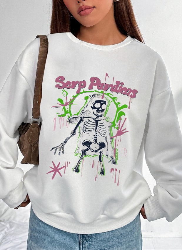 Women Skull Print Casual Sweatshirt