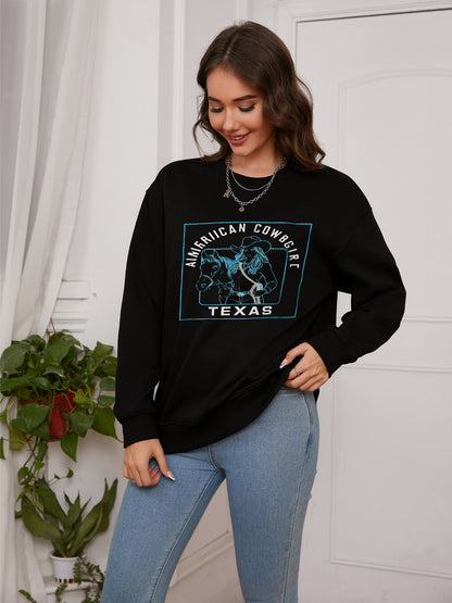 Women American Cowgirl Print Casual Sweatshirt