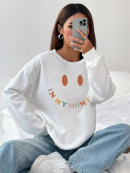 Women Fall Printed Pullover Smile Printed Sweatshirts