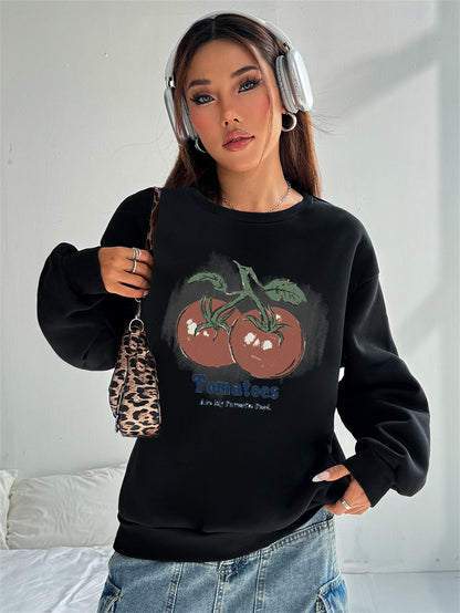 Women Tomato Print Casual Sweatshirt