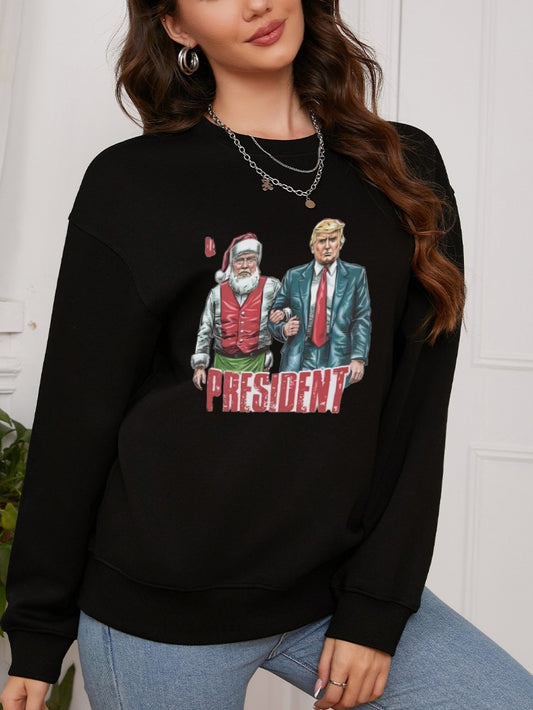 Women PRESIDEN Character Printed Casual Sweatshirt