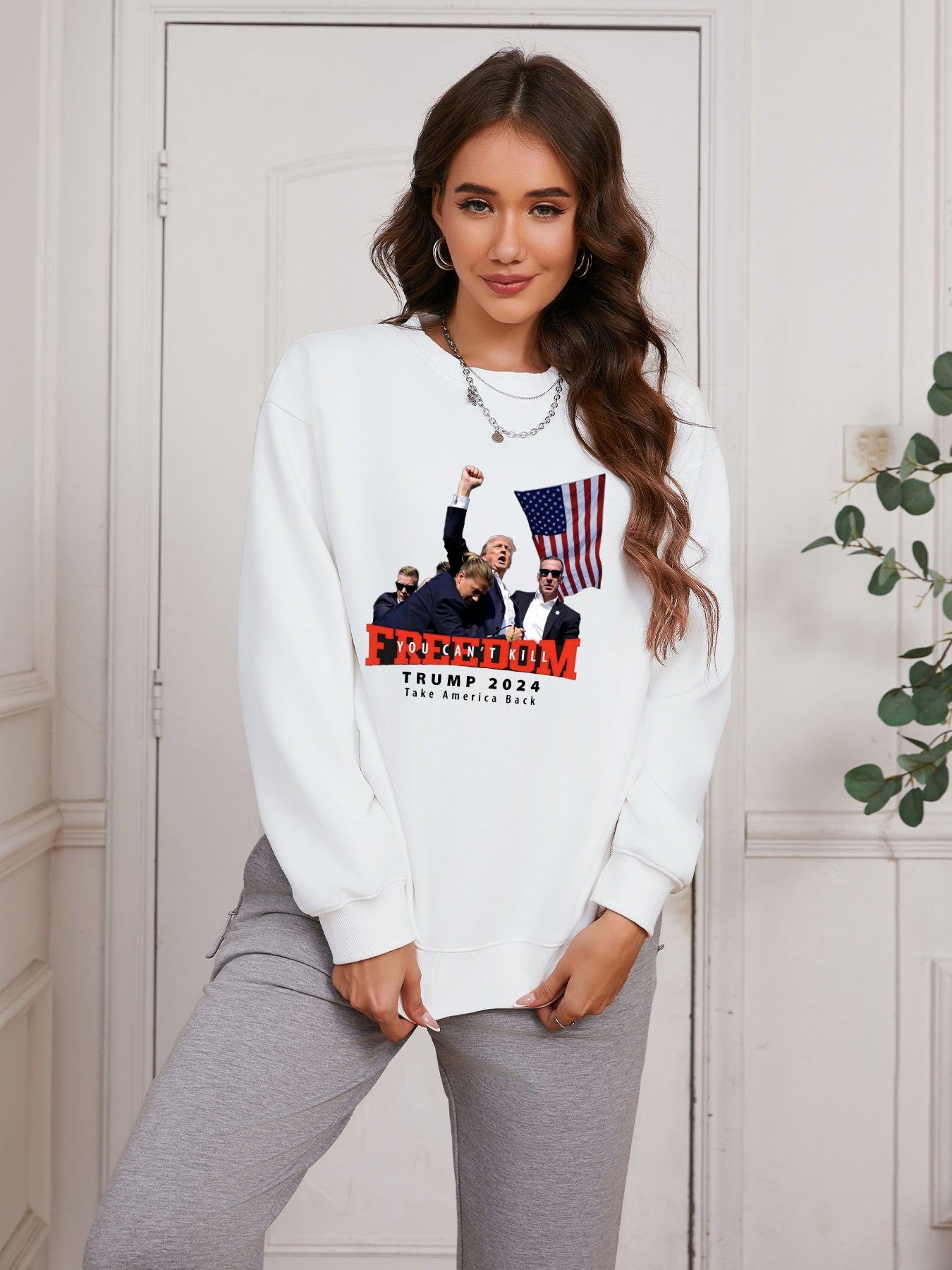 Women FREEDOM 2024 Printed Casual Sweatshirt