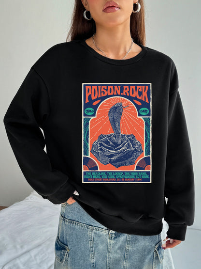 Women American Style Cobra Print Casual Sweatshirt