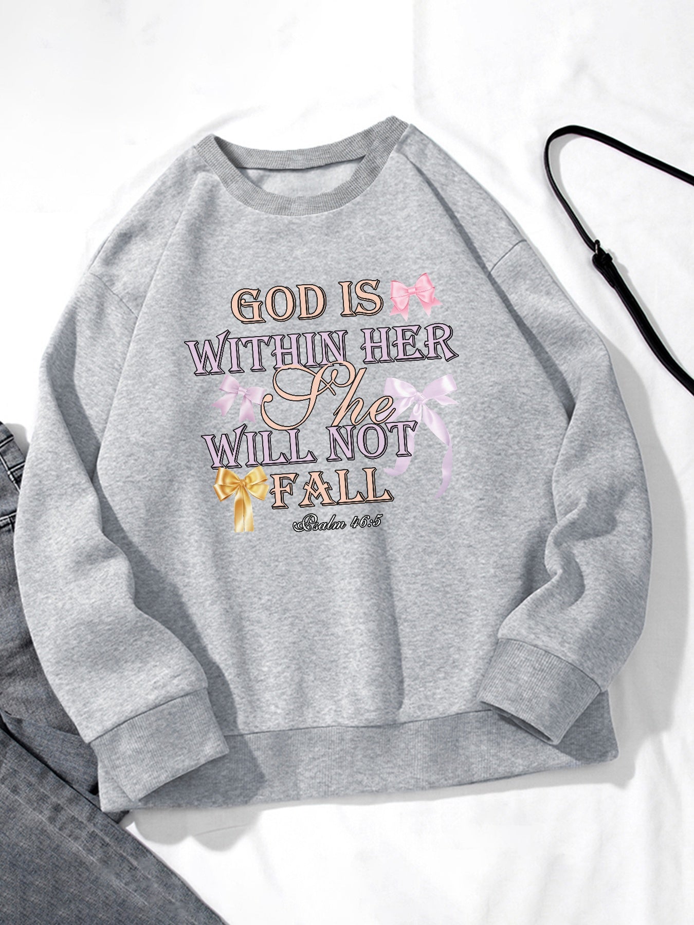 Women GOD IS WITHIN HER SHE WILL NOT FALL Printed Casual Sweatshirt