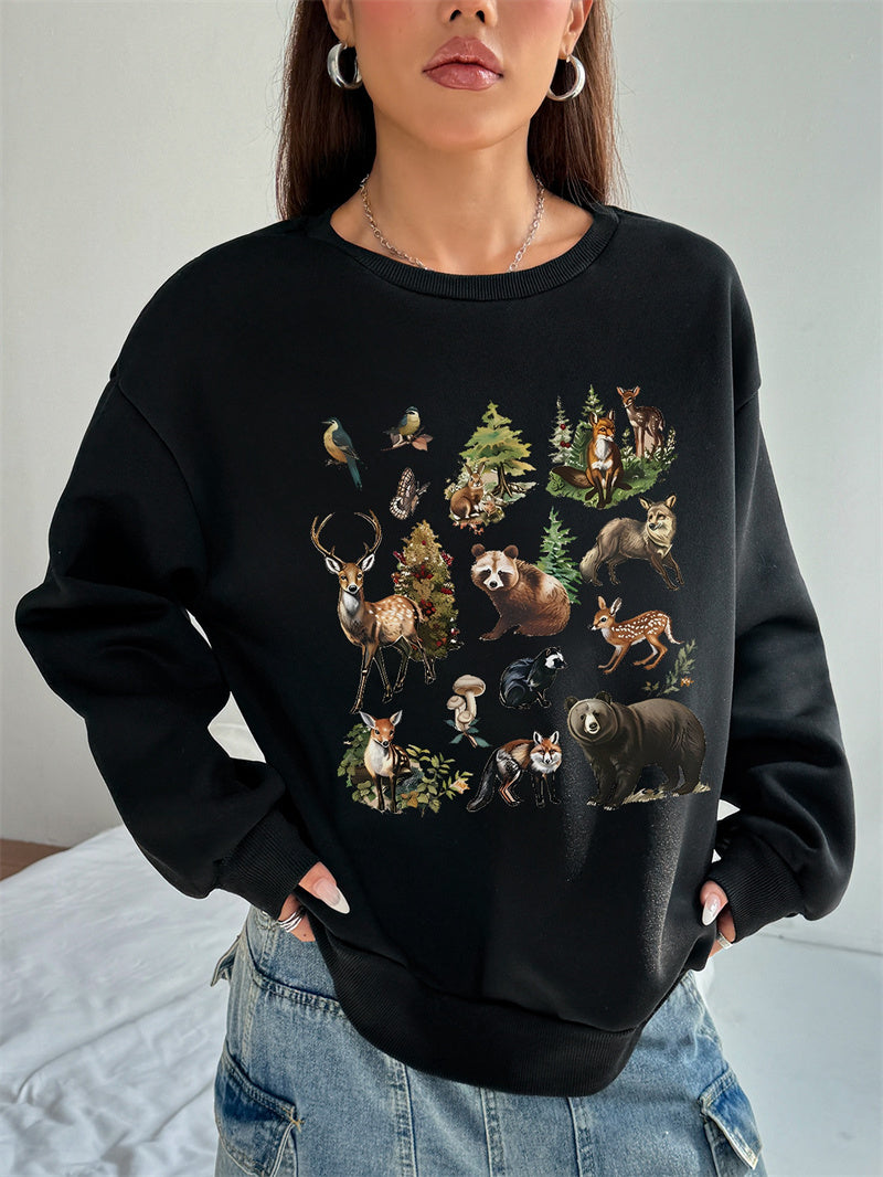 Women Animal Printed Casual Versatile Sweatshirt