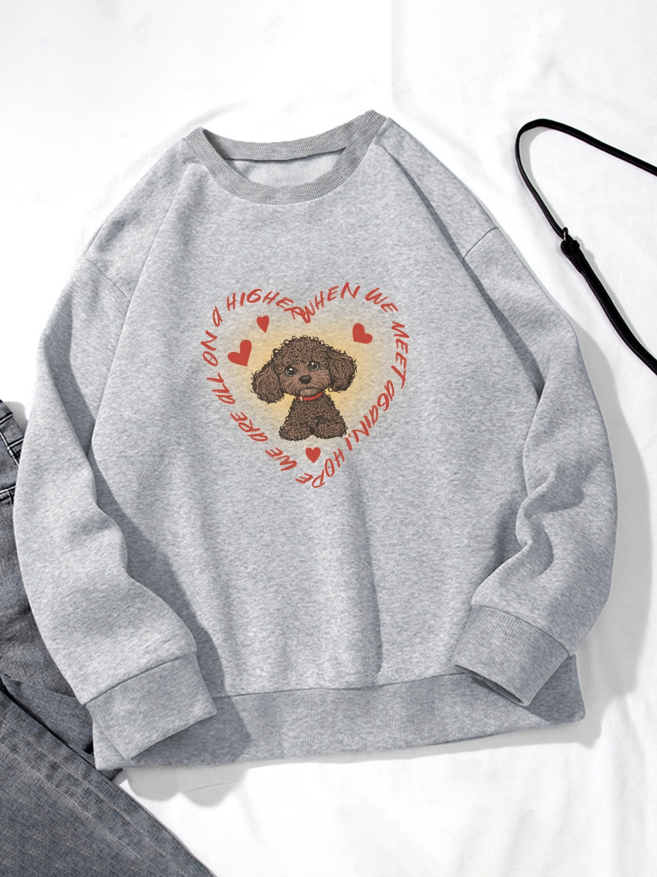 Women Cute Puppy Heart Print Sweatshirt