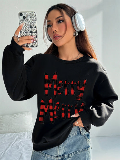 Women MERRY Letter Printed Casual Sweatshirt