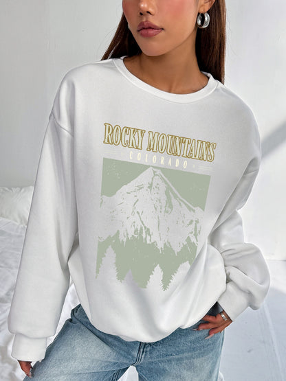 Women Snow Mountain Printed Casual Sweatshirt