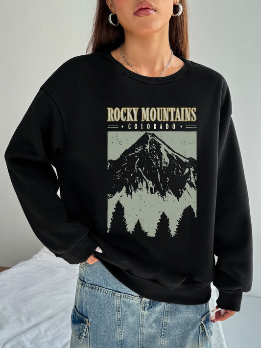 Women Snow Mountain Printed Casual Sweatshirt