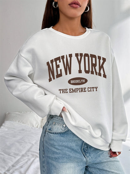 Women New York Letter Print Casual Sweatshirt