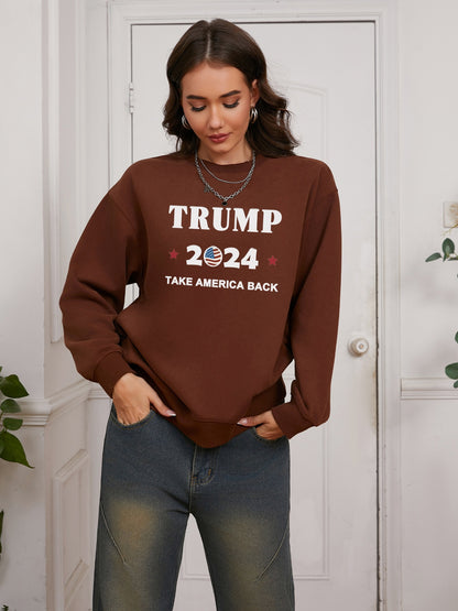 Women Trump 2024 Take American Back Print Casaul Sweatshirt