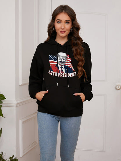 Women 47th President Print Casual Hoodie