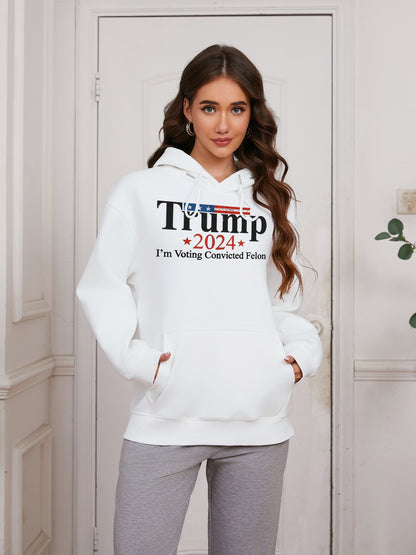 Women I'm Voting Convicted Felon Print Casual Hoodie